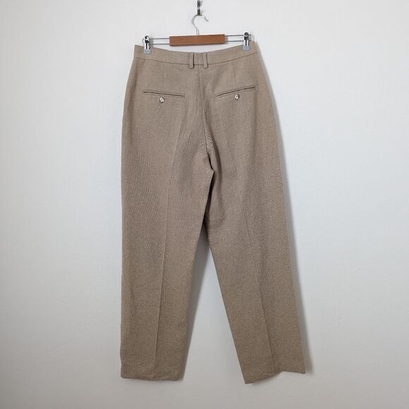 House of Dagmar tan beige Josefa cotton recycled wool wide leg trousers pants 42 - Picture 5 of 6